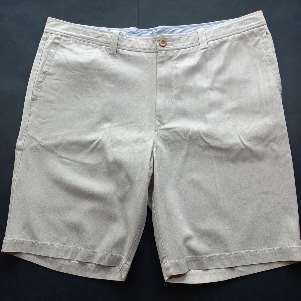 Tommy Bahama Havana Herringbone Shorts 40 Mens Silk Cotton Khaki Washable
